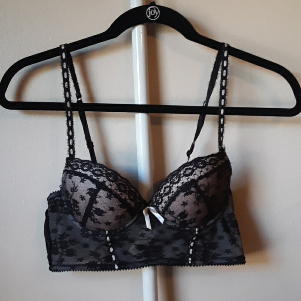 Forever 21 Black Lace Corset Bra 32B